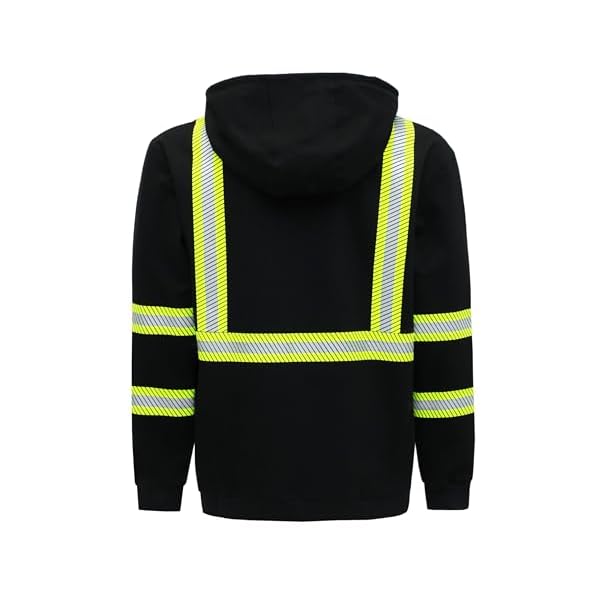 BOCOMAL FR Hoodies Pullover High Visibility 7.5oz Lightweight Non Fleece Hi vis Flame Resistant Reflective Hooded Sweatshirts - Image 4