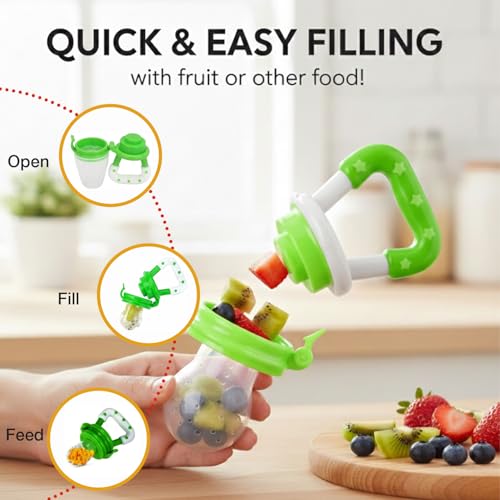 Image of Safe-O-Kid BPA Free Baby Care Combo - 1 Fruit Nibbler + 12 Ball Shaped Cushioned Corner Guards for Safety (Green & Transparent)