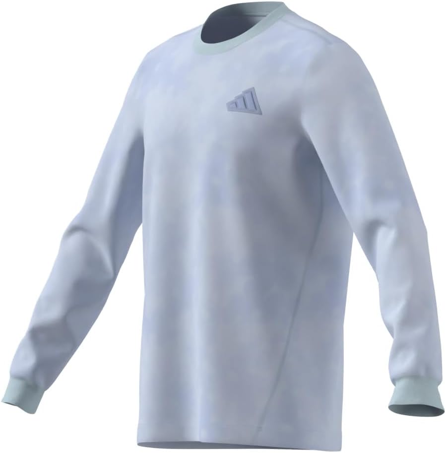 Adidas Men's Tech Long-Sleeve Sportswear T-Shirt, Blue/Sky Tint, Large - Image 3
