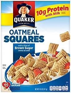 Quaker Oatmeal Squares With A Hint Of Brown Sugar 14.5 Oz. Pk Of 3. #TOP24