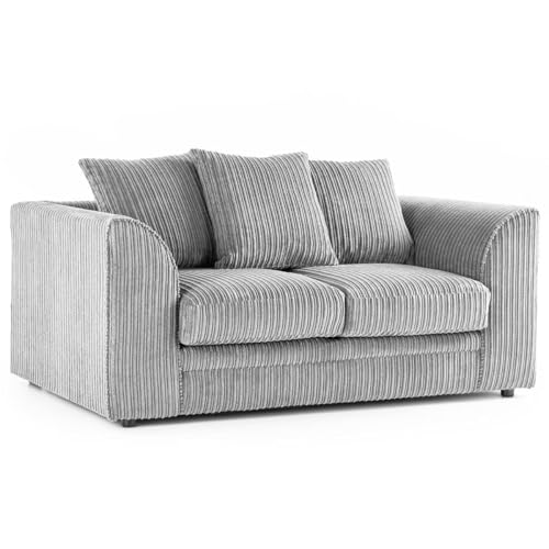 Sofa Selection’s Jumbo Cord Scatter Back 2-Seater Sofa | Luxurious Scatter Back 2-Seater Sofa in Silver Soft Cord Fabric Elevate Your Space with a Compact yet Comfortable Seating