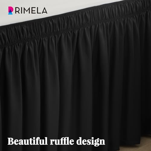 RIMELA Black Bed Skirt Twin 32 Inch Drop Silky Luxurious Fabric, Wrinkle and Fade Resistant with Adjustable Elastic Belt Easy to Install Machine Washable Dust Ruffles Bedskirt for Matress Box Spring by RIMELA - Used condition - Image 9