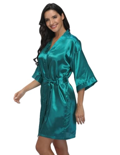 Image of Women's Pure Short Silky Robes Bridesmaid Bride Party Satin Robes Sleepwear