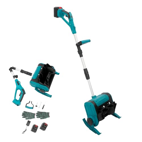 ROGONPDK Spazzaneve a batteria, spazzaneve da strada, spazzaneve elettrico, con 2 batterie e 1 caricabatterie, spalaneve, spazzaneve per strade urbane