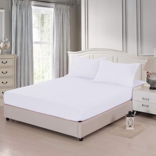 Ochre Yellow/Double - Bottom Sheet - Brushed Microfiber Fabric Fitted Sheet - Extra Deep Pocket 40cm (16 Inch) - Easy Care - Breathable and Super soft only Bed Sheets - Non-Iron and Fade Resistant