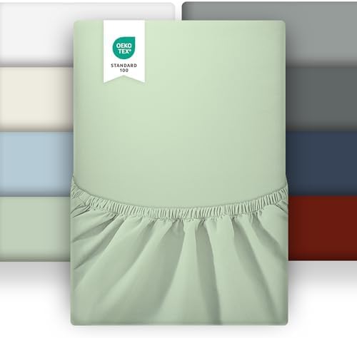 Set of 2 Fitted Sheets, 150 x 190 cm, Microfibre Bed Sheet for, Mattress Height up to 25 cm, Comfortable, Breathable Fitted Sheets, Bed Linen, Oeko-Tex Certified