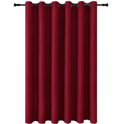 Image of DWCN Total Privacy Room Divider Blackout Curtain - Thermal Curtains for Patio Door, Living Room, Bedroom Partition and Shared Office Space, 1 Grommet Curtain Panel, 8.3ft Wide x 7ft Tall, Burgundy