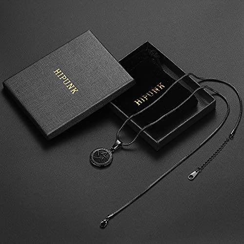 Hipunk Wiccan Men's Pentagram Necklace Brisingamen Pendant In 316L Stainless Steel With Witchy Tetragrammaton Pentacle, Eliphas Levi's Inspired Pagan Star And Satanic Design - Sp0061B. #TOP5