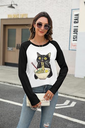 Image of Cat Shirts for Women - Loose Fit Lightweight Long Sleeve Animal Tops