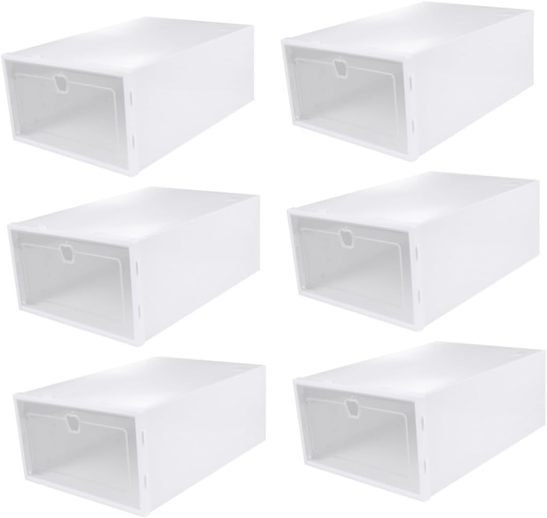 6pcs Shoe Organizer Boxes Stackable Drawer Type Plastic Shoe Holder for Sneakers High Heels Slippers PP Material Storage