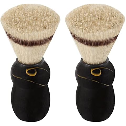 Genixart Shaving Brush, Pure Horsetail Hair Shave Brush, Handcrafted Shaving Brushes for Men with Black Solid Wooden Handle (2 pcs Gift Pack) Cover