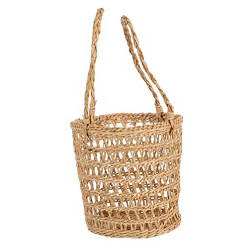 ABOOFAN 1Pc Handheld Straw Woven Flower Basket for Home Decor Storage and Flower Arrangement and Decorative Basket for Sundries Organization