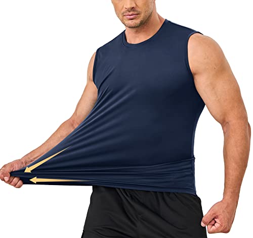 Tacvasen Men's Tank Top Undershirts Navy Tank Top Men Exercise Shirts Fitness Shirts Mens Sun Shirts Uv Protection Sleeveless Mens Active Tank Tops #TOP3