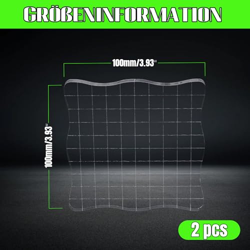 Hosifiy Set of 2 Stamp Set, Wavy Acrylic Stamp Blocks with Grid Lines, Transparent, 10 x 10 cm, for Scrapbooking & Card Making - Image 4