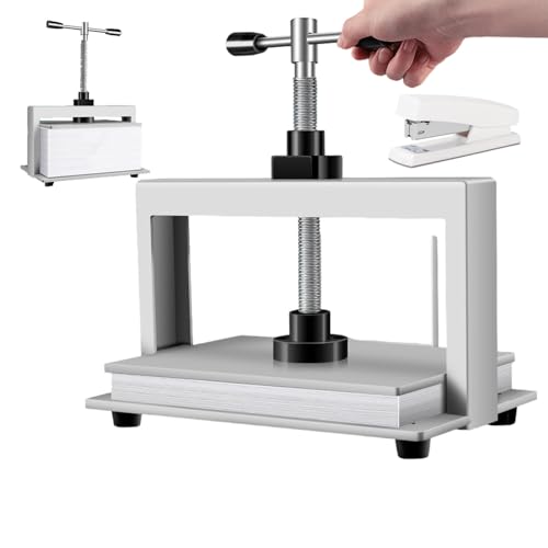 CAFIEDR Prensa de encuadernación Manual de Papel para Uso en Oficina, máquina aplanadora de Papel con Mango en Espiral para prensar Papel, presión de 1500 kg/Grosor del Papel de 140 mm