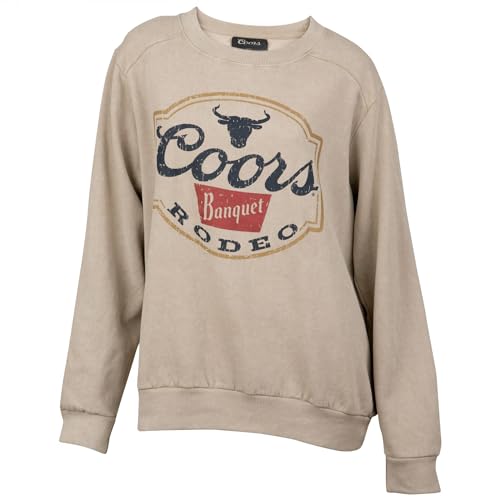 Changes Coors Banquet Rodeo Long Horns Cream Colorway Womens Sweatshirt (US Alpha XX-Large Regular Regular)