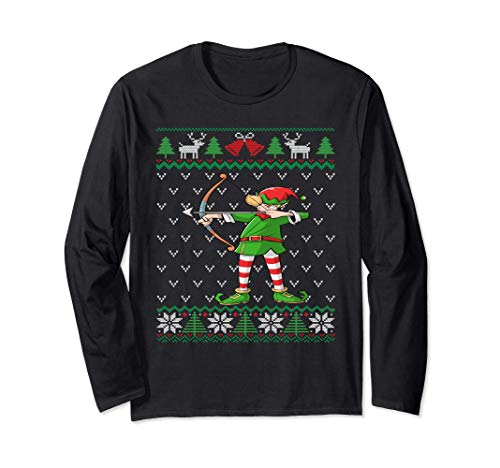 Archery Elf | Archer Gift | Bow and Arrow Ugly Christmas Langarmshirt Cover