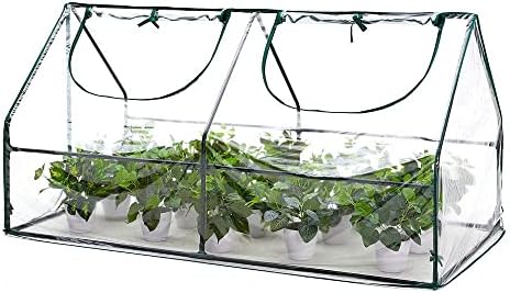 AMERLIFE Portable Mini Greenhouse Waterproof UV Protected PVC Cover Suitable for Garden Patio Backyard Indoor Outdoor Use Extra Hooks, 71''x36.3''x36.3'', Green