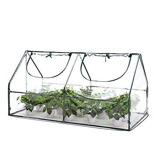 Amerlife Portable Mini Greenhouse Waterproof Uv Protected Pvc Cover Suitable For Garden Patio Backyard Indoor Outdoor Use Extra Hooks, 71''X36.3''X36.3'', Green #TOP27