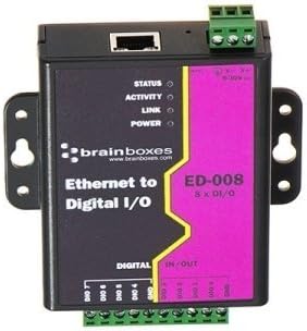 Brainboxes Ethernet to 8 Digital IO Lines - ED-008-1 x Network (RJ-45) - Fast Ethernet - Rail-mountable - ED-008