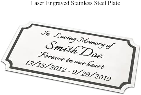 2" H x 4" W, Custom Elegant Engraved Plate, Personalized Memorial Plaque, Brushed Stainless Steel or Brass Laser Engraved Name Plates with Adhesive Backing or Screws, Notched Corner (Silver, Gold ) - 3