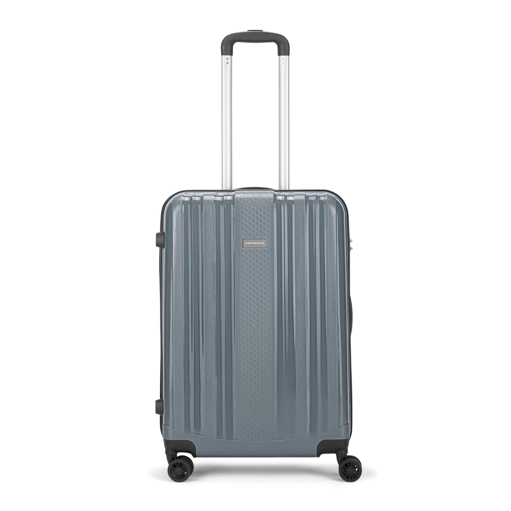 Aristocrat Fortuner Check-in 65 Cm(Medium) Polypropylene 360 Degree 8 Wheels Trolley Bag for Travel Hard Case Luggage, Lightweight with TSA Lock & Robust Trolley with 3 Yrs Warranty (Slate Grey)
