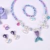 OSDUE Girls Jewelry Set, 5 Pcs Mermaid Necklace Earring Bracelet Ring Set for Little Girl, Princess Dress Up Jewelry Party for Toddler Little Girl Play Party Favors, Birthday Gift #5