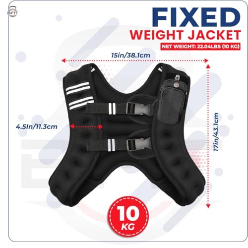 Image of B Fit Adjustable Weighted Vest for Men Women, Rucking Weight Vests Adjustable for Running, Training Workout, Jogging, Walking (Fixed Weight Black, 10 Kgs)