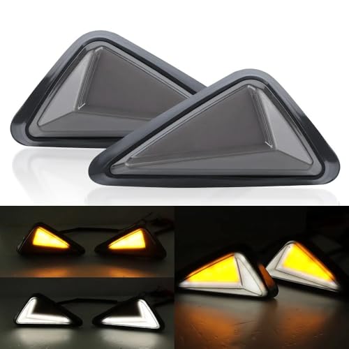 Clignotants moto encastrés triangle 12V fumés avec feu de position DRL - 2 pièces