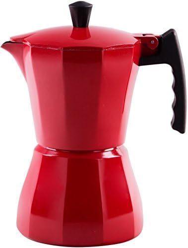 Palais Dinnerware Stovetop Espresso Maker - Aluminum Coffee Maker Moka Pot (Red, 3 Demitasse Cups)