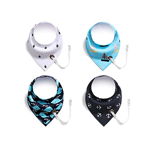 yeacher Babadores de baba de bandana de bebê 4 peças babadores de bebê com suporte de chupeta para m