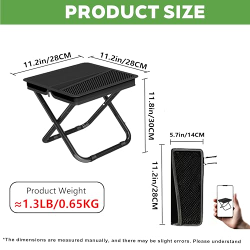 Image of Portable Ultralight Travel Stool Camping Chair Fishing Stool - Gray Carbon Steel and Keychain, Handbag Style Pocket Foldable