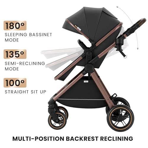 Image of Accombe 2-in-1 Convertible Baby Stroller for Newborn to Toddler | Skin-Friendly Breathable Fabric, All-Terrain Wheels for Smooth Ride, Adjustable Canopy with UPF50+ Protection