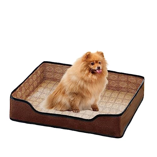 大型犬用屋内屋外犬用ベッド、冷却、リバーシブル、四季着脱可能、洗える、猫、犬に適しています(ブラウン50cm*40cm)
