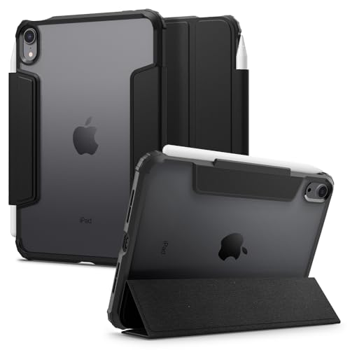 Spigen iPad Mini 7/6 ケース 背面 クリア 透明 Apple Pencil 対応 米軍MIL資格 スリム スタンド 耐衝撃 傷防止 カメラ保護 レザー オートスリープ ウルトラ・ハイブリッド・プロ ACS03765 (ブラック)