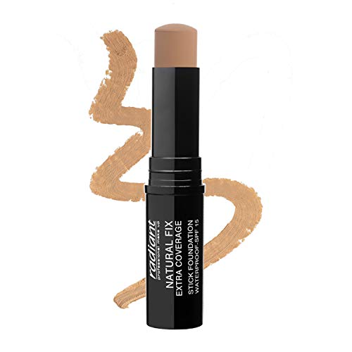 Radiant Professional Natural Fix Extra Coverage Stick Foundation - Full Coverage Waterproof Foundation & Contouring Stick - SPF 15 Paraben & Oil Free Matte Finish - 8.5 g - Sandstone (03)