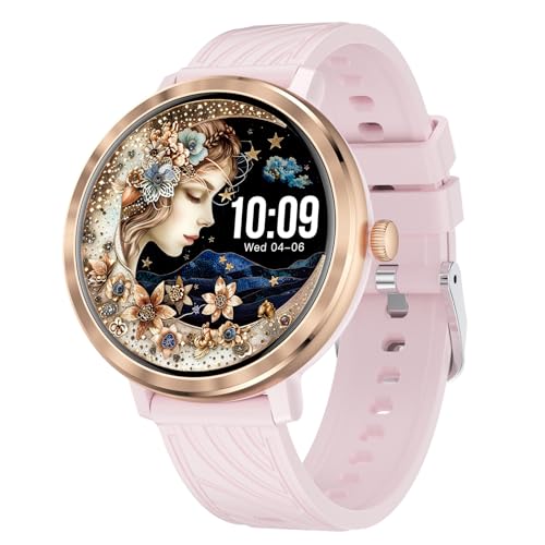 Smartwatch Donna, 1.19” AMOLED Orologio Smartwatch Donna con Chiamate, 110+Modalità Sportive Smart Watch con Sonno/SpO2/Cardiofrequenzimetro, Impermeabil IP68 Fitness Tracker per Android iOS, Oro