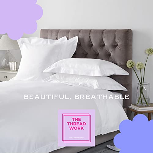 The Thread Work - Premium Quality 600 Thread Count 100% Egyptian Cotton Sheets With Italian Finish - Queen Size, 4 Pieces Bed Sheet Set, White Colour #TOP7