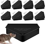 KSLDNZMA 8 Stück Rattenköderbox mit Schlüsseln,Köderbox Ratten,Mäuseköderbox | Wiederverwendbar | für Ratten, Mäuse und Nagetiere, Kinder- und haustierfreundlich (Köder Nicht Enthalten,Schwarz)
