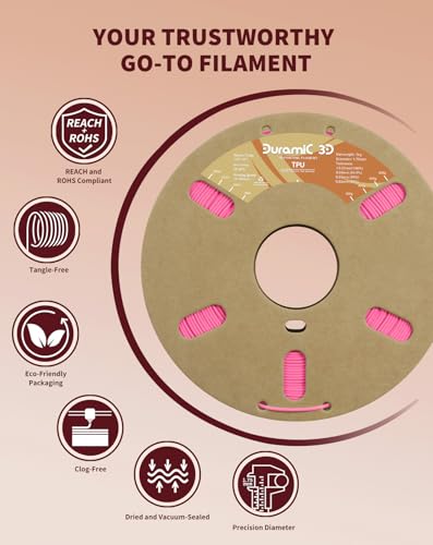Image of TPU Filament 1.75mm Pink, DURAMIC 3D TPU Flexible Filament 95A, Soft TPU 3D Printing Filament, 1kg Spool, Dimensional Accuracy + /- 0.05mm, Pink 1 Pack