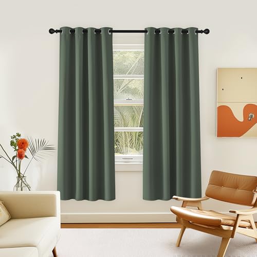 NICETOWN Room Darkening Curtain for Living Room - Energy Saving Thermal Insulated Grommet Room Darkening Curtain/Drape for Bedroom (1 Panel, 46 by 72, Dark Mallard)
