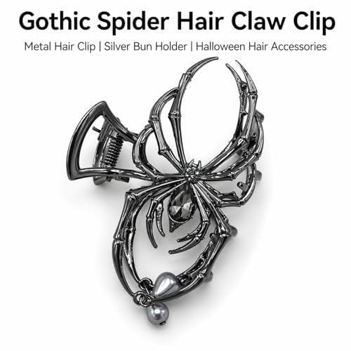 Pinza para cabello metálica negra estilo gótico miniatura 6