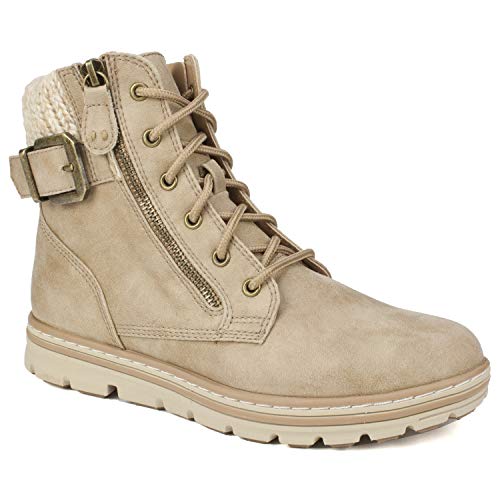 CLIFFS BY WHITE MOUNTAIN Shoes Kelsie Women's Lace-up Hiker Style Bootie, Natural/Fabric, 9 M