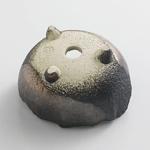 Wazakura Banko Series Japanese Handmade Rustic Crescent Shape Bonsai Pot 12cm (4.72") MADE IN JAPAN, Ceramic Garden Planter, Decorative Flower Vase, Unglazed Houseplant Bowl - Black and Brown