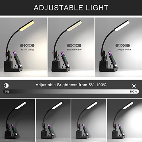 Vicsoon Desk Lamp With Wireless Charger Usb Charging Port, Eye-Caring Desk Lamp For Home Office With Pen Holder, Dimmable Table Lamps 3 Color Modes #TOP3