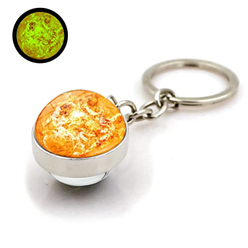 COLORFUL BLING Glow In The Dark Solar System Planet Keychain Earth Saturn Moon Sun Luminous Galaxy Keyring for Women Men Accessories-sun, 8cm