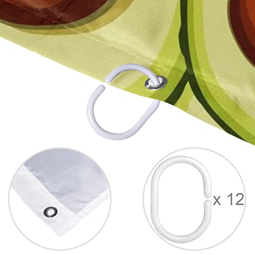 Rideau de douche imperméable lavable avec crochets motif avocat