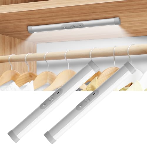 Zreal Luces de armario con sensor de movimiento, luz LED recargable que funciona con pilas, iluminación de armario con diseño de protección ocular, iluminación inalámbrica debajo del gabinete para