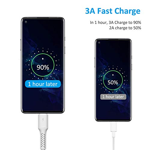 Image of 4 Inch USB C Cord Short 5 Pack Durable USB A to USB Type C Cable Fast Charging for Charging Station Compatible with Samsung Galaxy Note 10 20 S10 S20 A20 Plus LG (White)