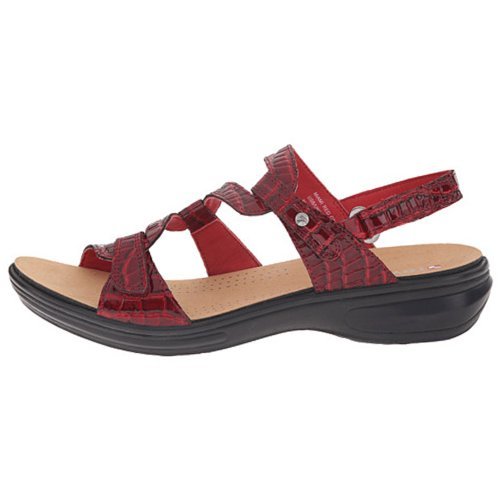 Revere Shoes Emerald Back Strap Sandal For Women - Leather Sandals With Adjustable Straps - Lightweight Arch Support - Comfort Walking Sandals - Red Croc 7 Medium #TOP2